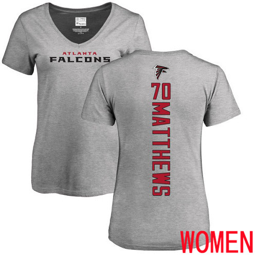 Atlanta Falcons Ash Women Jake Matthews Backer NFL Football #70 T Shirt